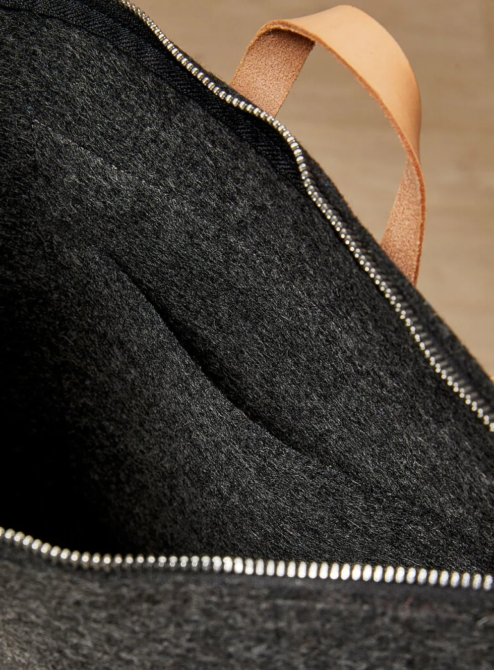 Auguste leather and wool felt backpack