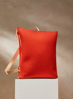 Auguste leather and wool felt backpack