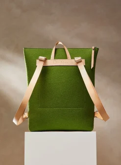 Auguste leather and wool felt backpack