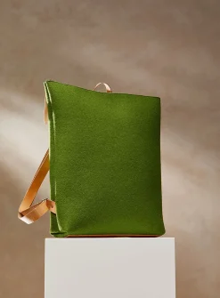 Auguste leather and wool felt backpack