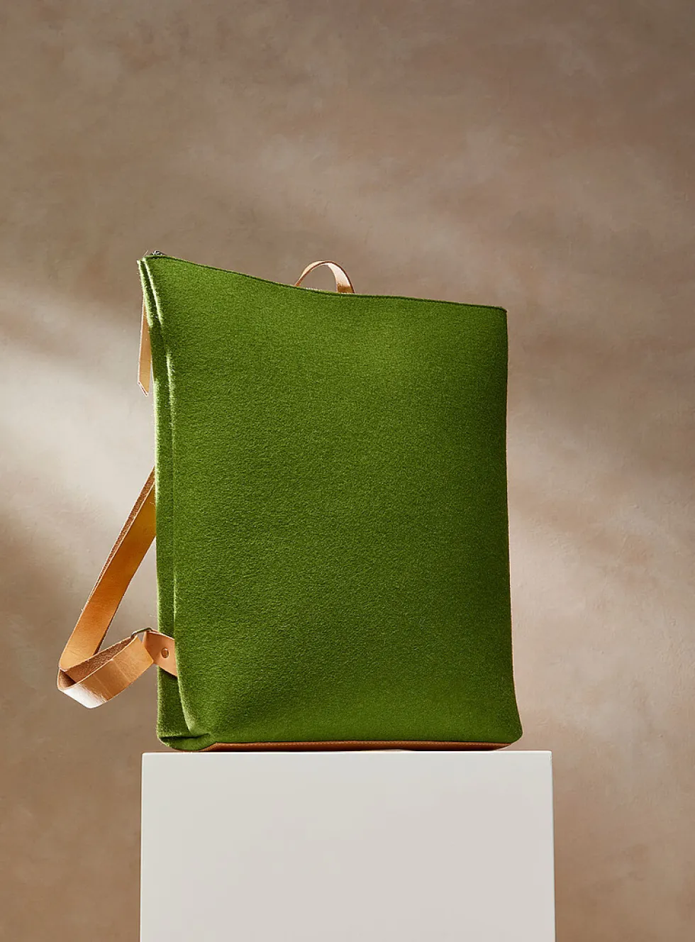 Auguste leather and wool felt backpack