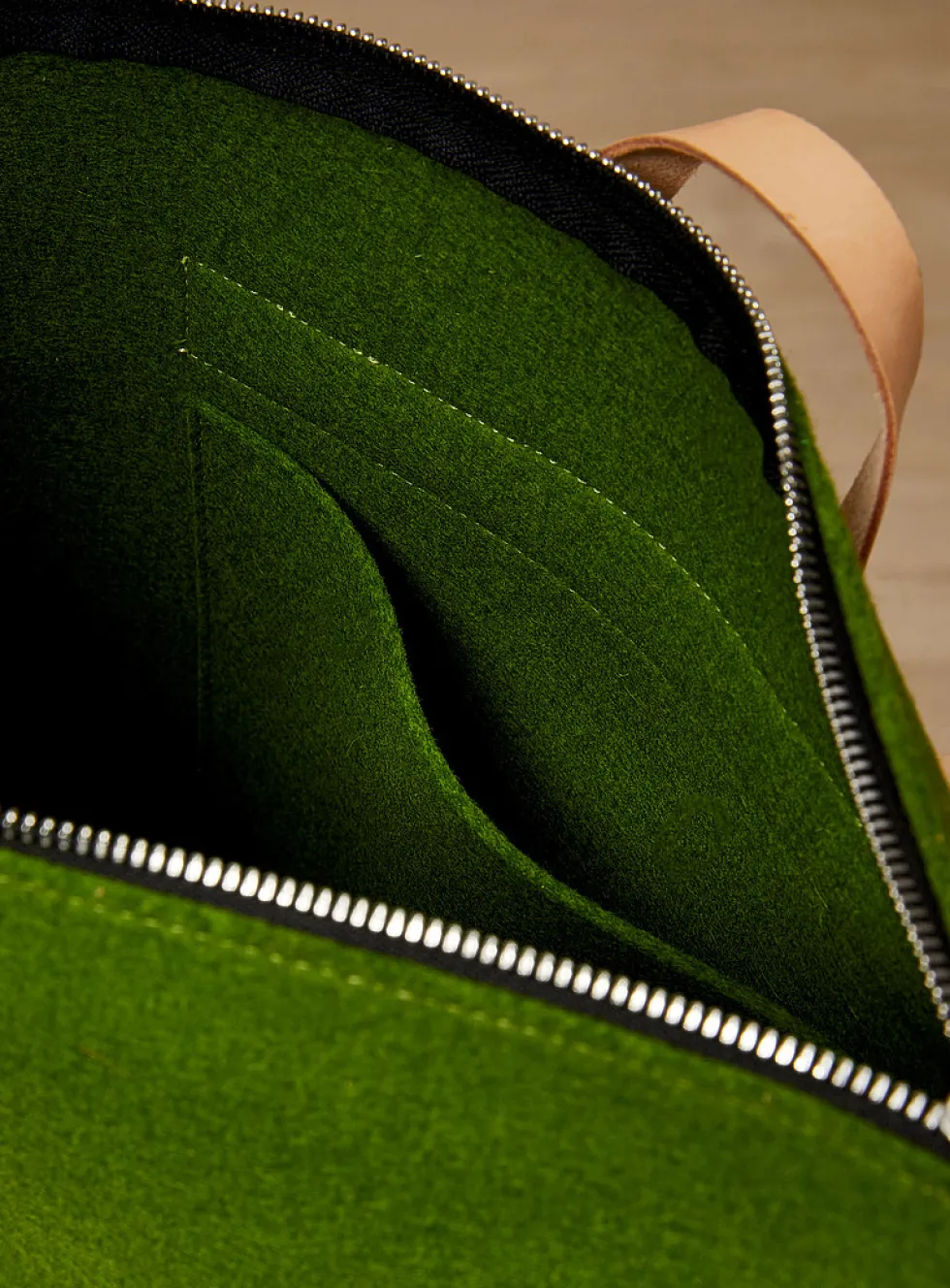Auguste leather and wool felt backpack