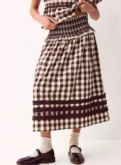 Ava gingham midi skirt