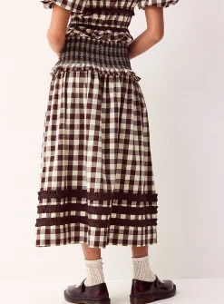 Ava gingham midi skirt