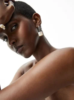 Ayla square pearl earrings