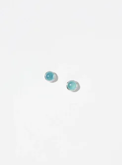 Azure-blue small round earrings