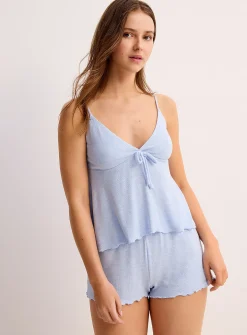 Baby ribbed lettuce-trim pyjama set