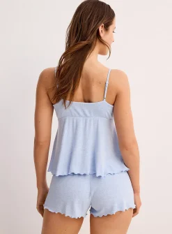 Baby ribbed lettuce-trim pyjama set
