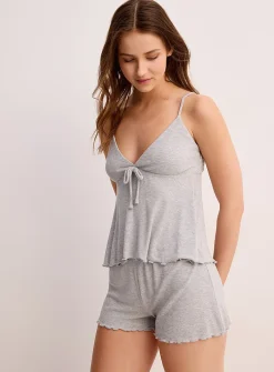 Baby ribbed lettuce-trim pyjama set