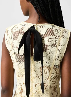 Back bow openwork lace dress