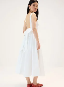Back bow poplin maxi dress