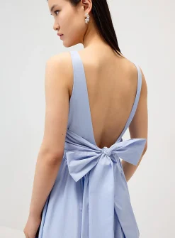 Back bow poplin maxi dress