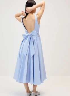 Back bow poplin maxi dress