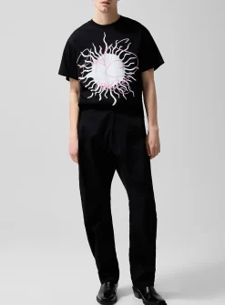 Back buckle barrel-leg pant