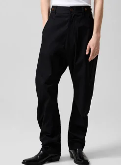 Back buckle barrel-leg pant