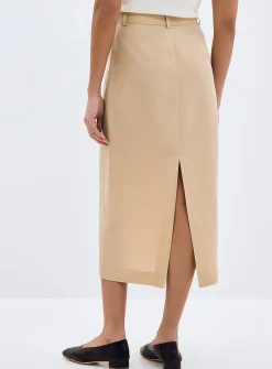 Back slit linen-lyocell skirt