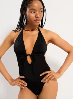 Backless halter one-piece