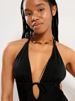 Backless halter one-piece