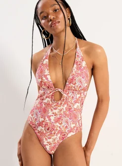 Backless halter one-piece