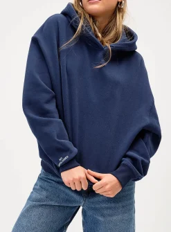 Back-print loose hooded sweatshirt