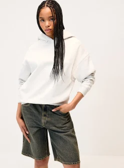 Back-print loose hooded sweatshirt