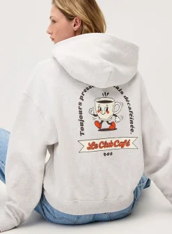 Back-print loose hooded sweatshirt