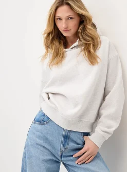 Back-print loose hooded sweatshirt