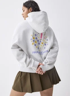 Back-print loose hooded sweatshirt