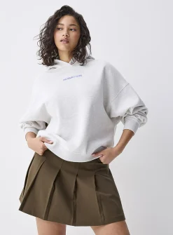 Back-print loose hooded sweatshirt