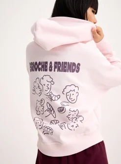 Back-print loose hooded sweatshirt