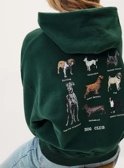 Back-print loose hooded sweatshirt