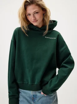 Back-print loose hooded sweatshirt