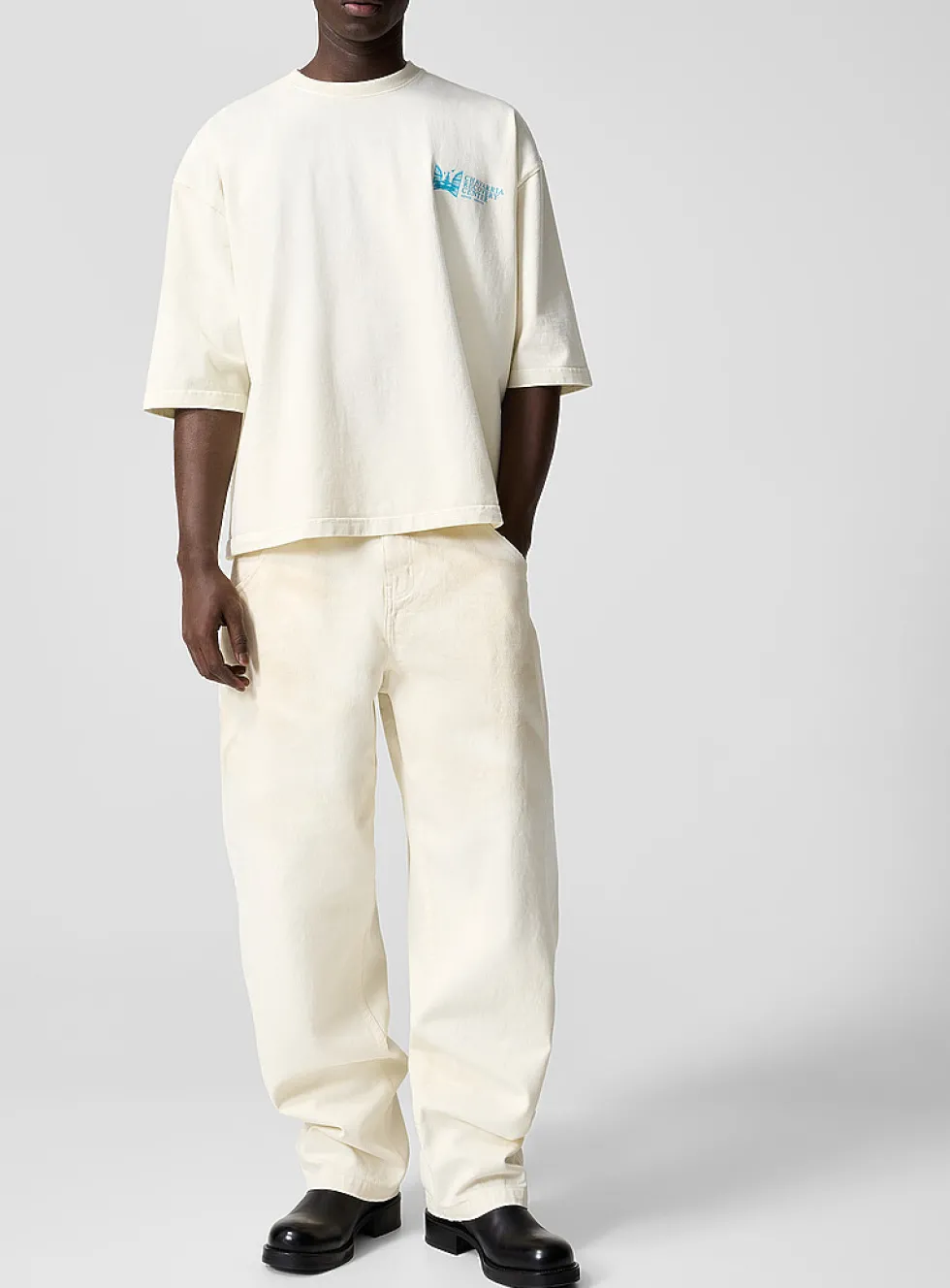Bad Boy dirty-wash cream barrel-leg jean