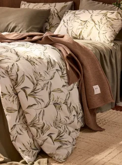 Bamboo leaves slub cotton duvet cover set