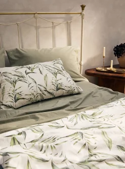 Bamboo leaves slub cotton duvet cover set