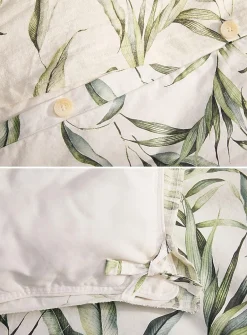 Bamboo leaves slub cotton duvet cover set