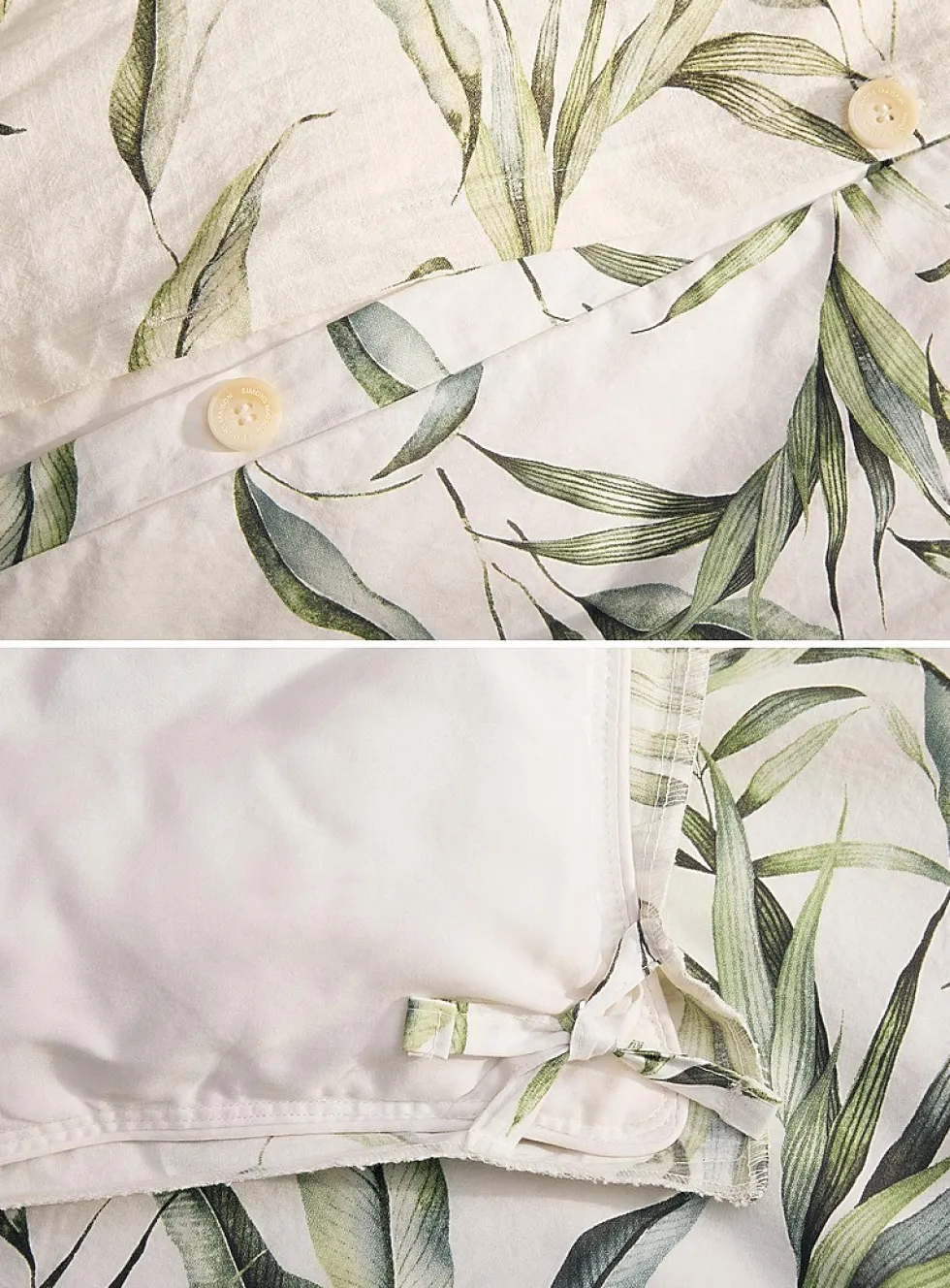 Bamboo leaves slub cotton duvet cover set