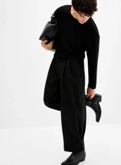 Banker stripe wide-leg pant