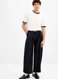 Banker stripe wide-leg pant