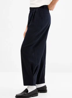 Banker stripe wide-leg pant