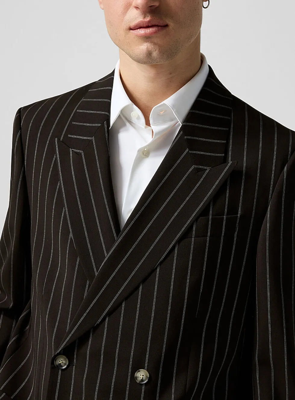 Banker's Stripe Brown Double-Breasted Jacket