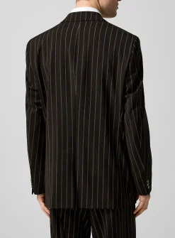 Banker's Stripe Brown Double-Breasted Jacket