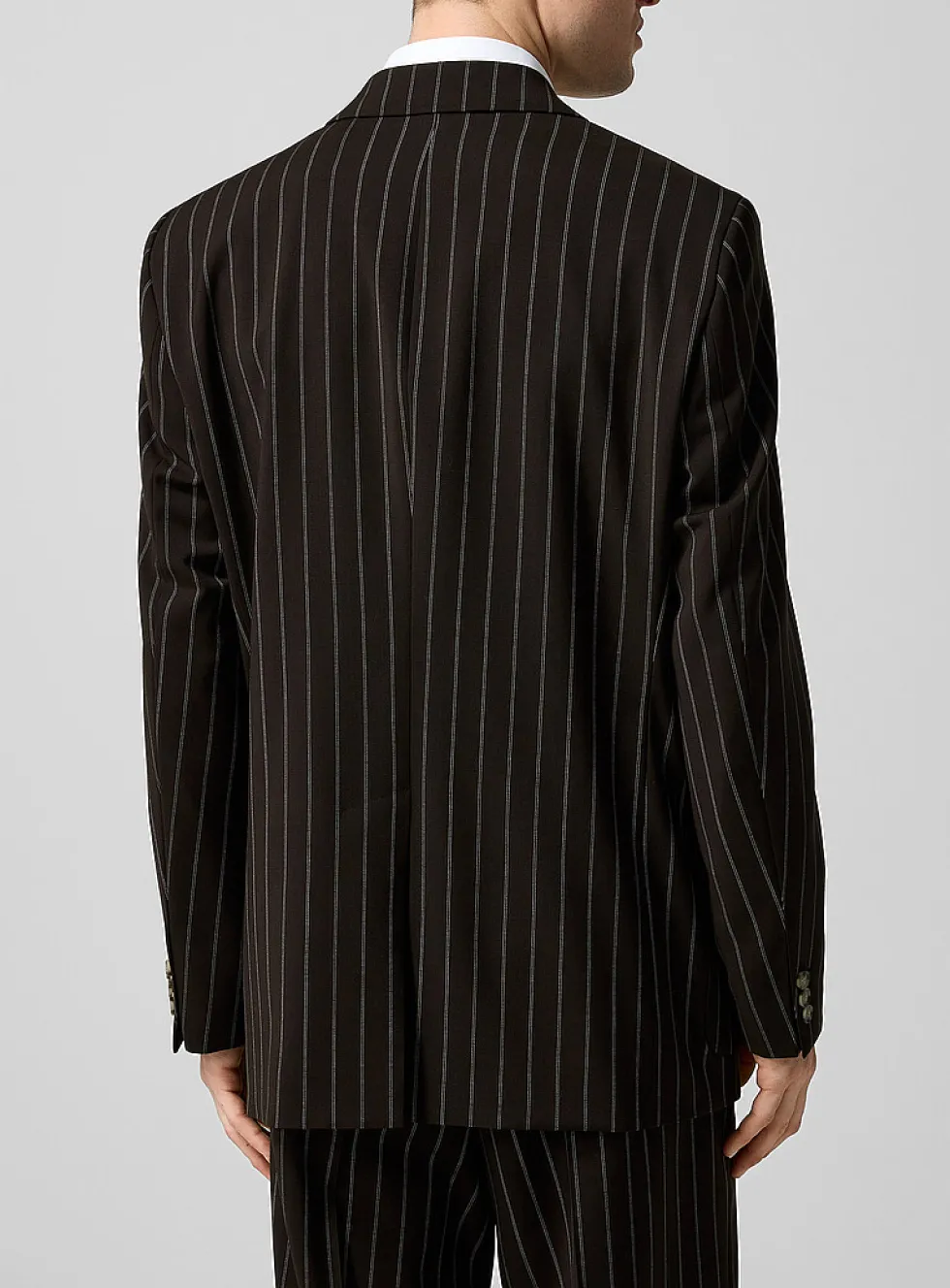 Banker's Stripe Brown Double-Breasted Jacket