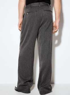 Banker-stripe pleated pant