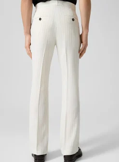 Banker-stripe white flared pant