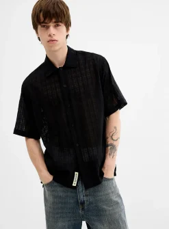 Banks check weave shirt