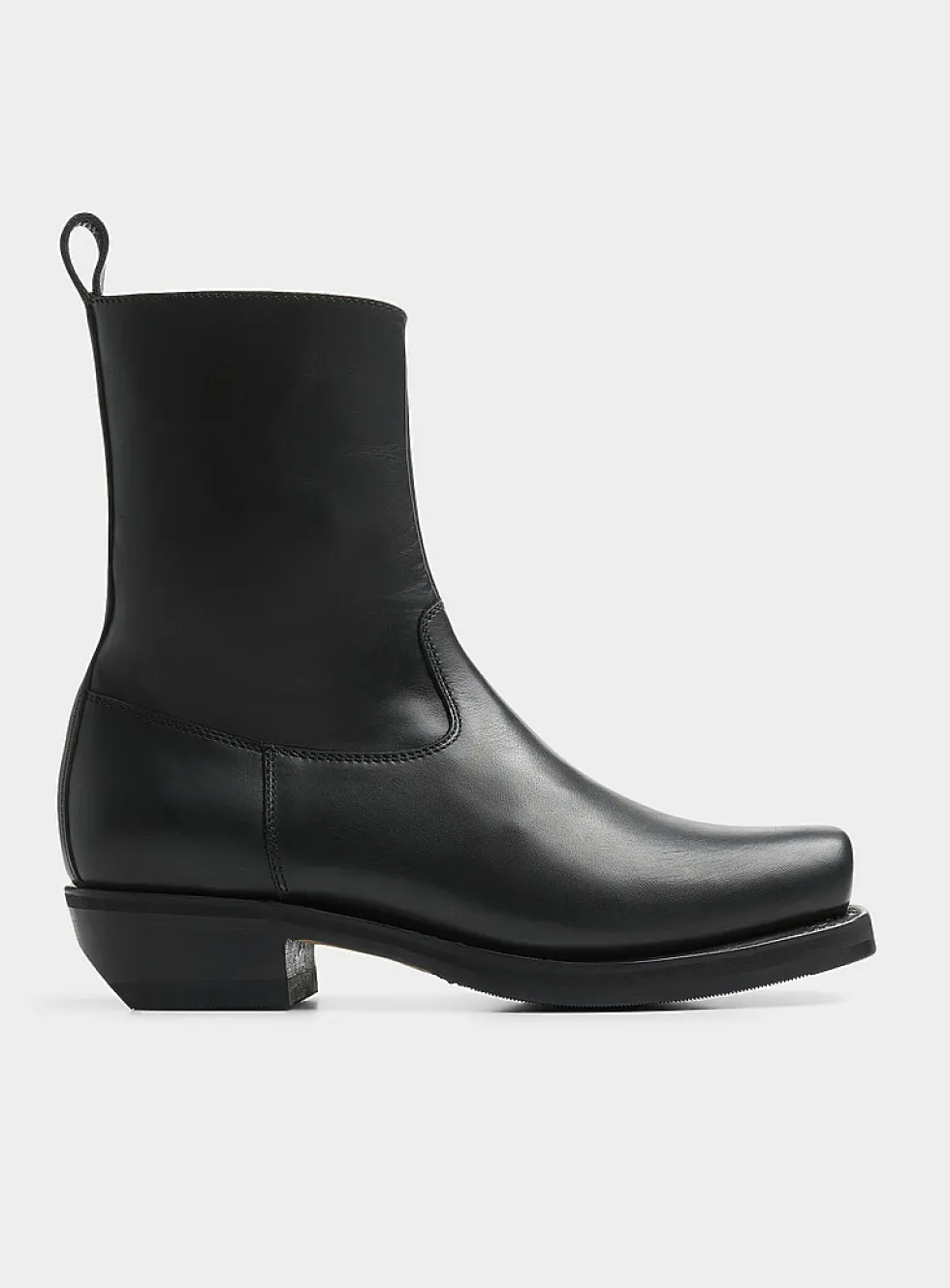 Barcelona black leather square-toe cowboy boots