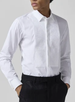 Barocco embroidered bib shirt