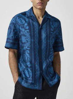 Barocco pure silk cabana shirt