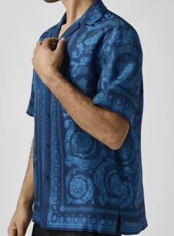 Barocco pure silk cabana shirt